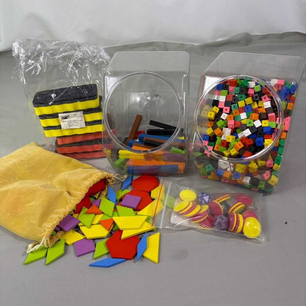 Pyramid School Products Math Manipulatives Set Tangrams Whiteboard Eraser Dice